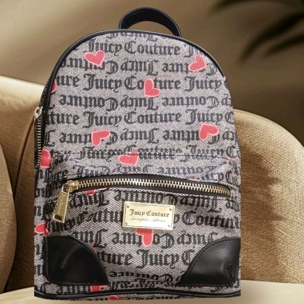 Juicy Couture Backpack Pink RED Heart Print Small/Mini Backpack NWOT
